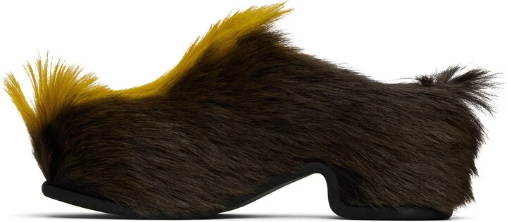 Dries Van Noten Brown & Yellow Platform Clogs - Image 3