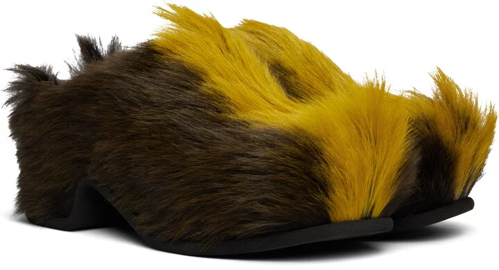 Dries Van Noten Brown & Yellow Platform Clogs - Image 4