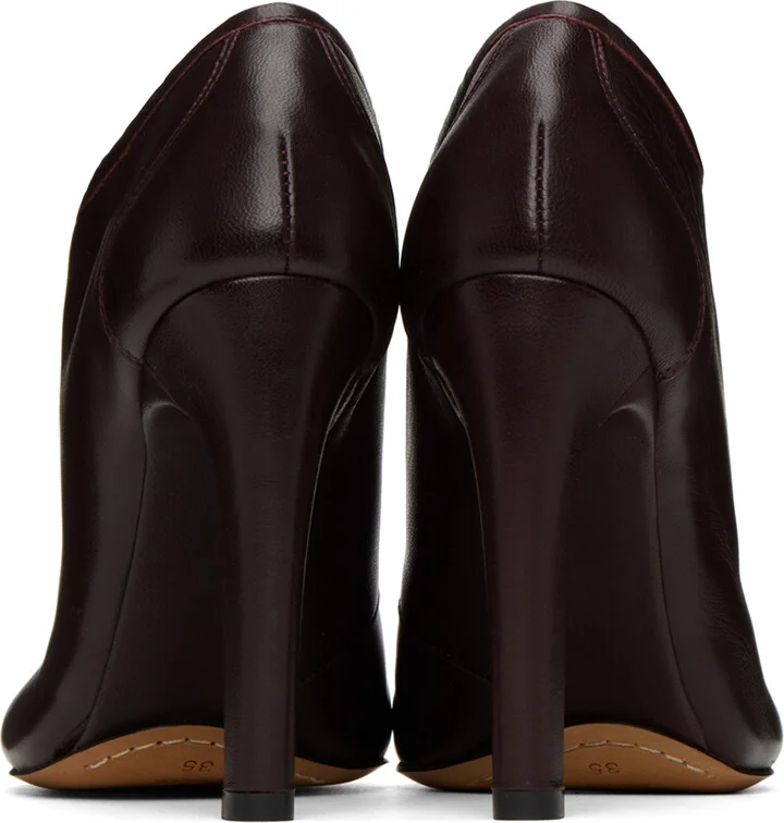 Dries Van Noten Burgundy Lace-Up Low Ankle Heels - Image 2