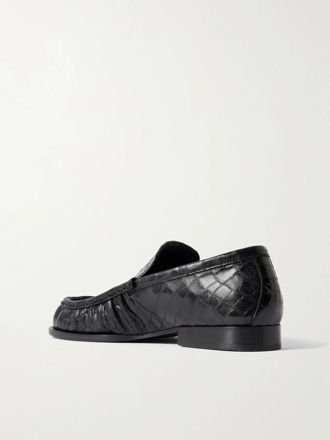 Dries Van Noten - Croc-effect Patent-leather Loafers - Black - Image 3