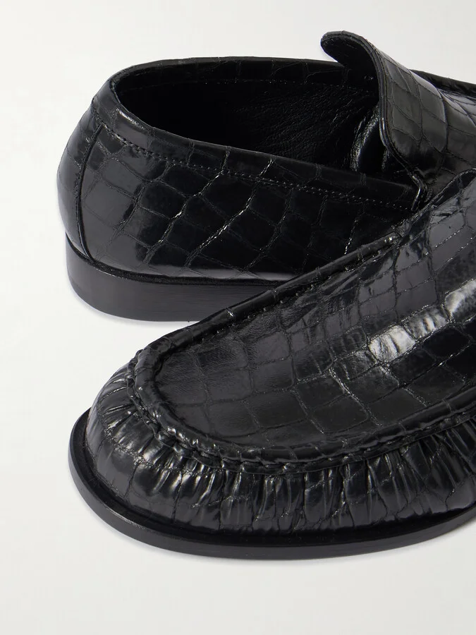 Dries Van Noten - Croc-effect Patent-leather Loafers - Black - Image 4