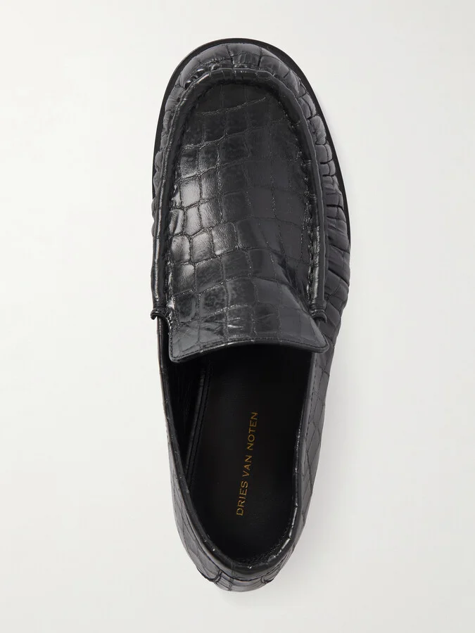 Dries Van Noten - Croc-effect Patent-leather Loafers - Black - Image 5