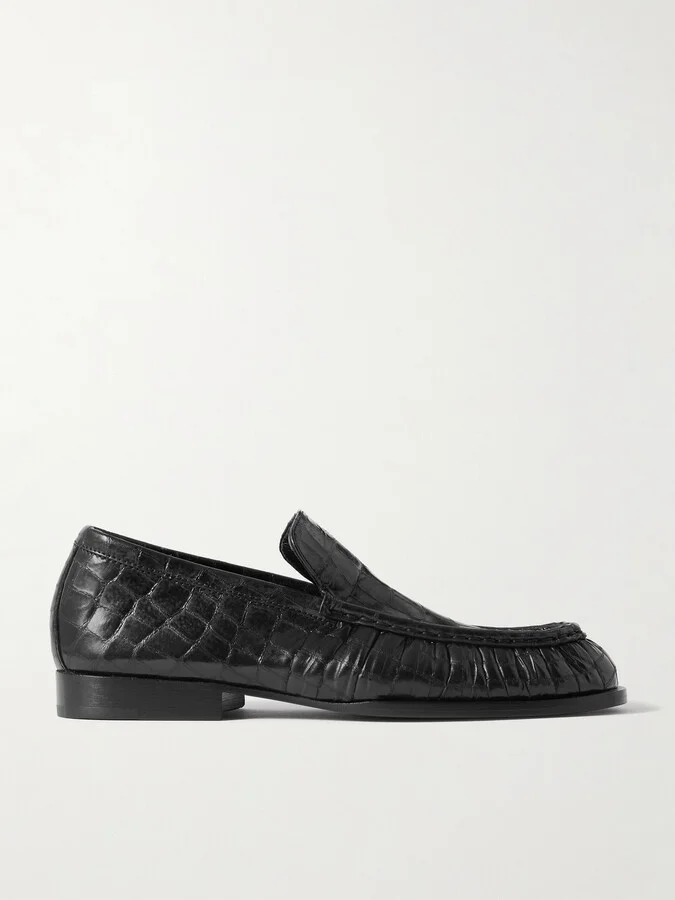 Dries Van Noten - Croc-effect Patent-leather Loafers - Black
