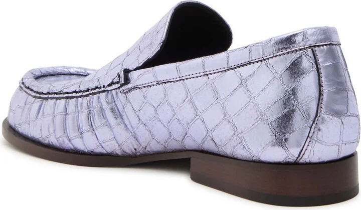 Dries Van Noten Crocodile-effect Metallic Leather Loafers - Image 2