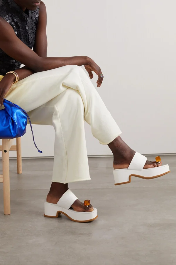 Dries Van Noten - Embellished Leather Sandals - White - Image 2