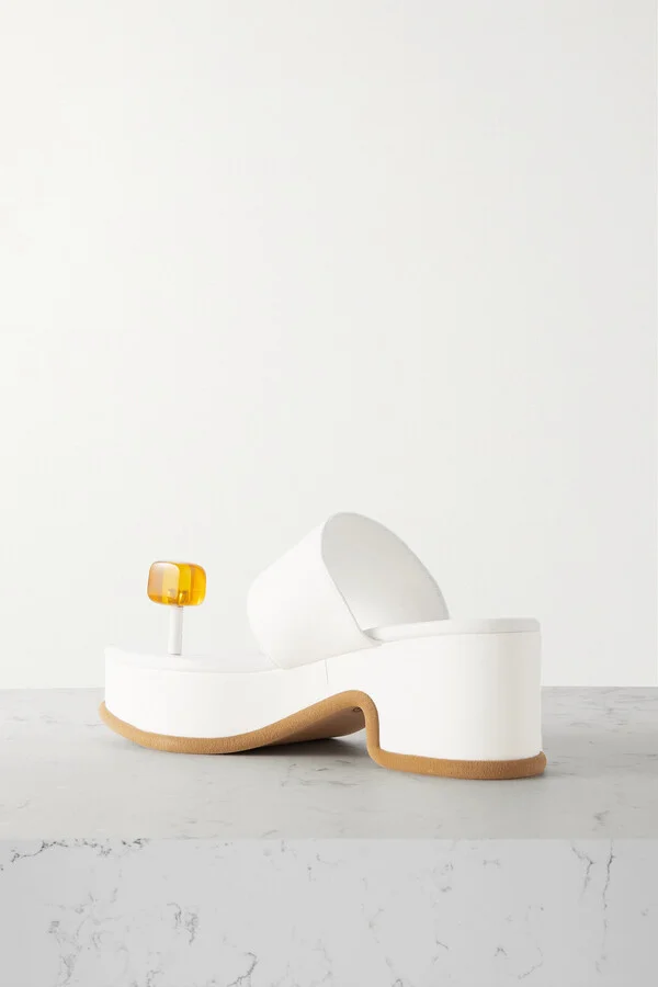 Dries Van Noten - Embellished Leather Sandals - White - Image 3