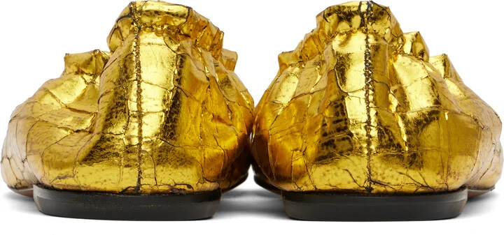 Dries Van Noten Gold Metallic Ballerina Flats - Image 2
