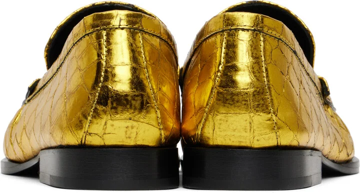 Dries Van Noten Gold Metallic Loafers - Image 2