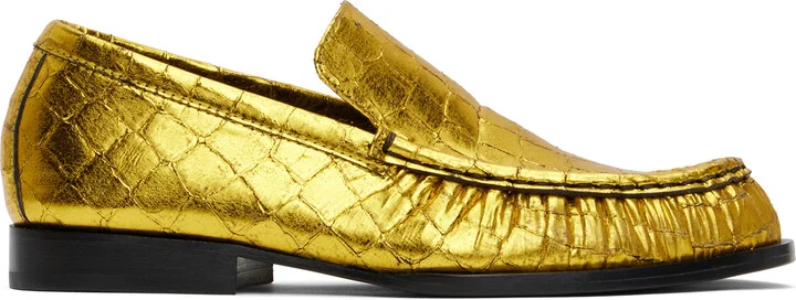 Dries Van Noten Gold Metallic Loafers
