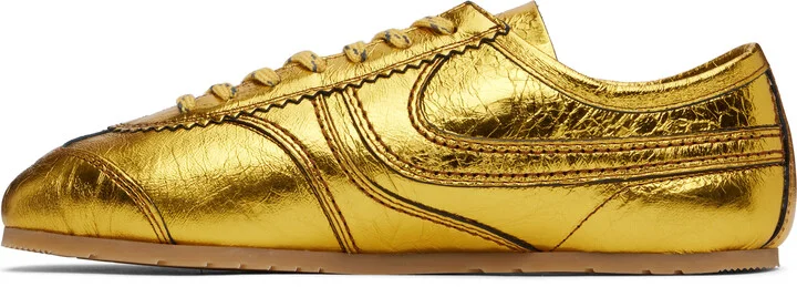 Dries Van Noten Gold Metallic Sneakers - Image 3
