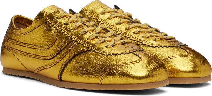 Dries Van Noten Gold Metallic Sneakers - Image 4