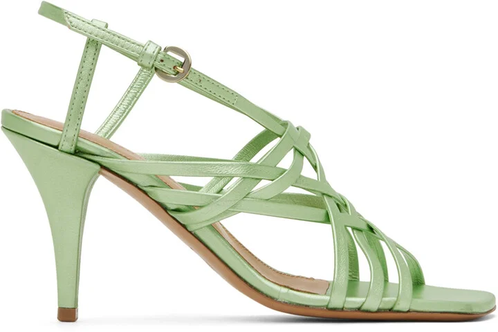 Dries Van Noten Green Leather Heeled Sandals
