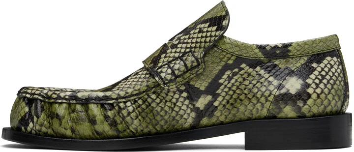 Dries Van Noten Green Leather Loafers - Image 3