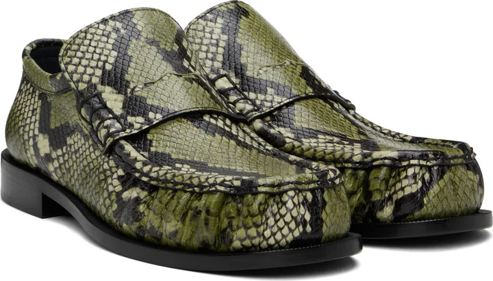 Dries Van Noten Green Leather Loafers - Image 4