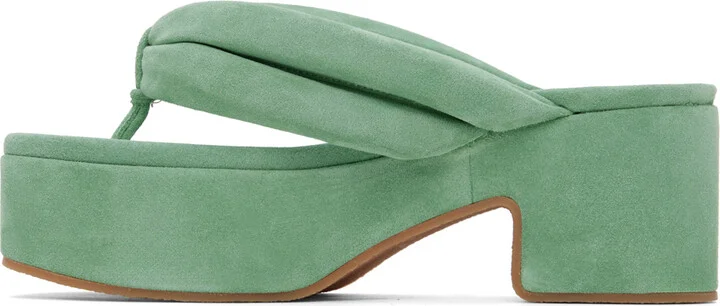 Dries Van Noten Green Platform Thong Sandals - Image 3
