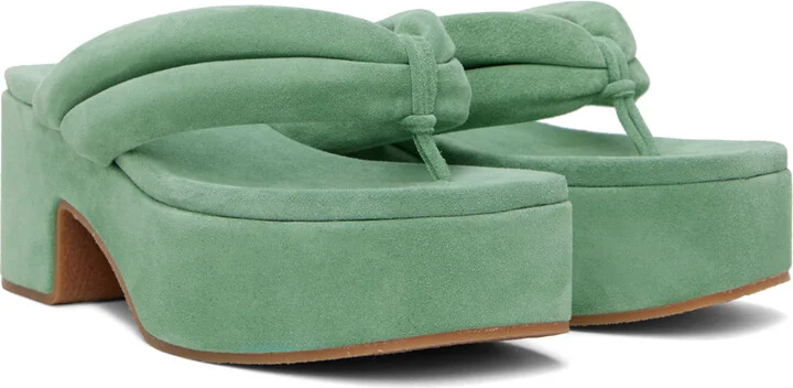 Dries Van Noten Green Platform Thong Sandals - Image 4