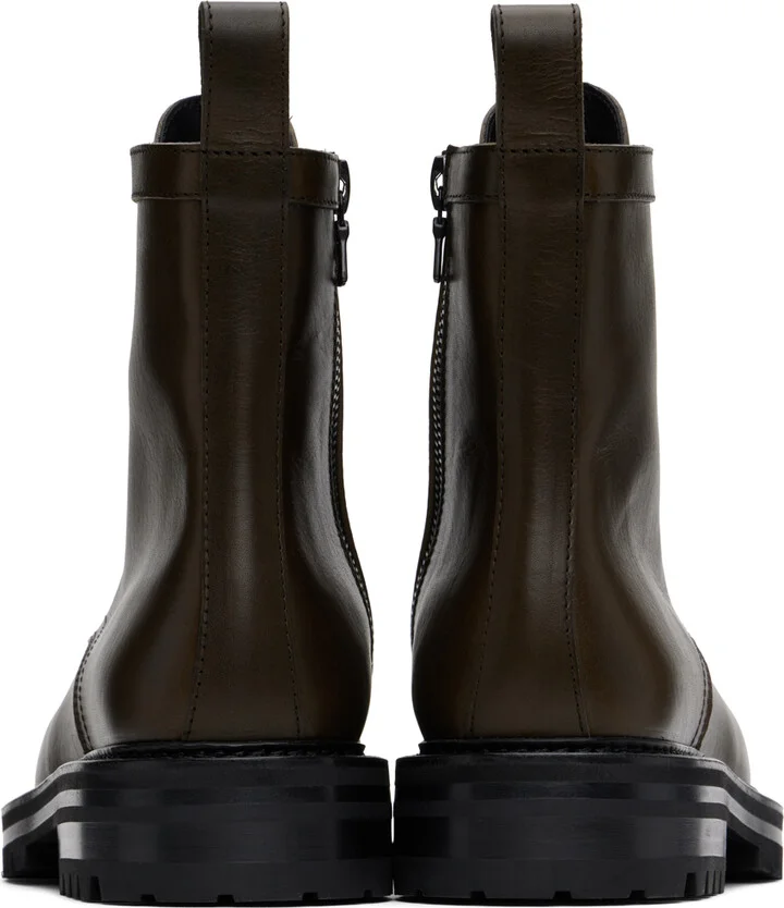 Dries Van Noten Khaki Lace-up Boots - Image 2