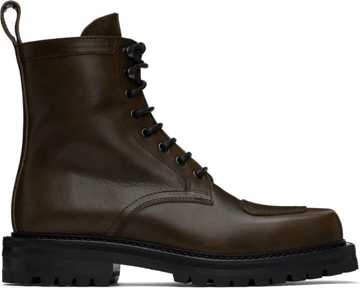 Dries Van Noten Khaki Lace-up Boots