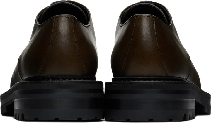 Dries Van Noten Khaki Leather Derbys - Image 2