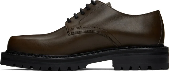 Dries Van Noten Khaki Leather Derbys - Image 3