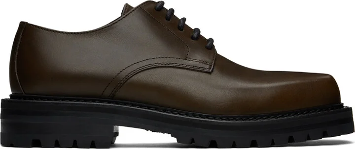 Dries Van Noten Khaki Leather Derbys