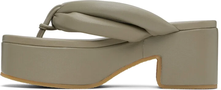 Dries Van Noten Khaki Platform Sandals - Image 3