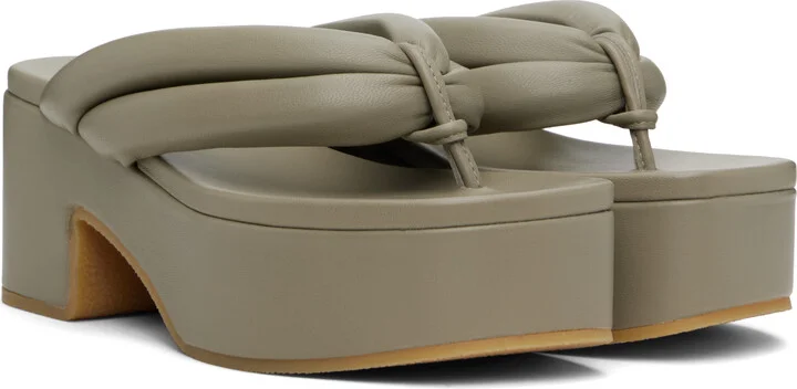 Dries Van Noten Khaki Platform Sandals - Image 4