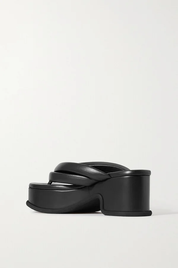 Dries Van Noten - Leather Platform Sandals - Black - Image 3