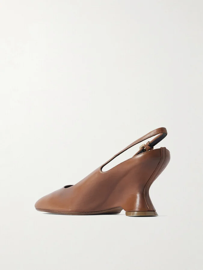 Dries Van Noten - Leather Slingback Pumps - Brown - Image 3