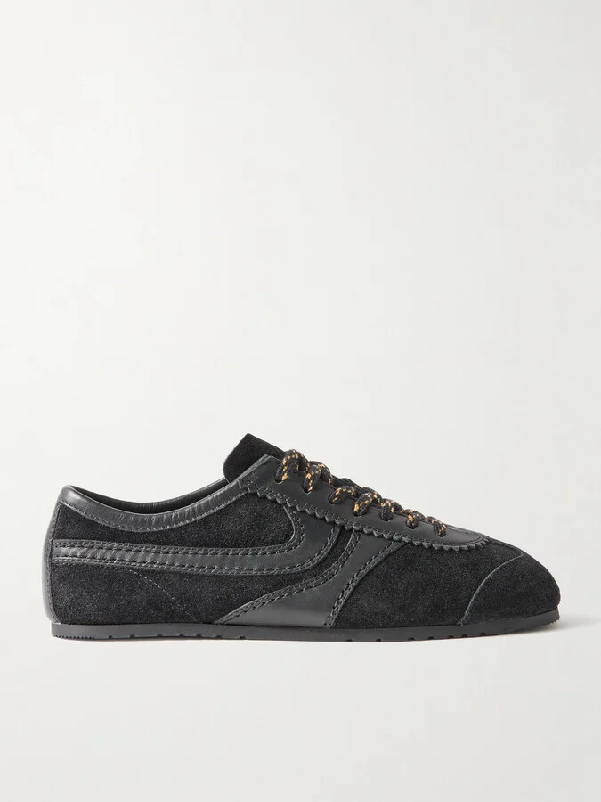 Dries Van Noten - Leather-trimmed Suede Sneakers - Black