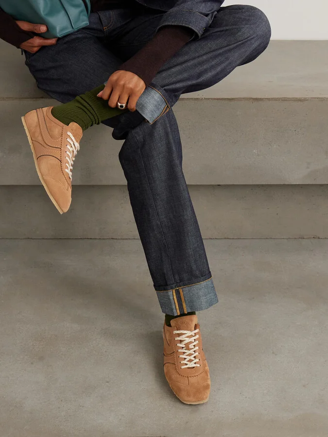 Dries Van Noten - Leather-trimmed Suede Sneakers - Brown - Image 2