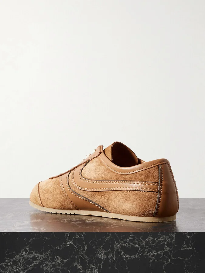 Dries Van Noten - Leather-trimmed Suede Sneakers - Brown - Image 3
