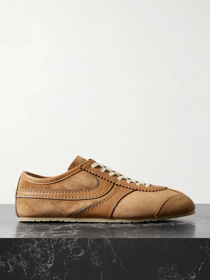 Dries Van Noten - Leather-trimmed Suede Sneakers - Brown