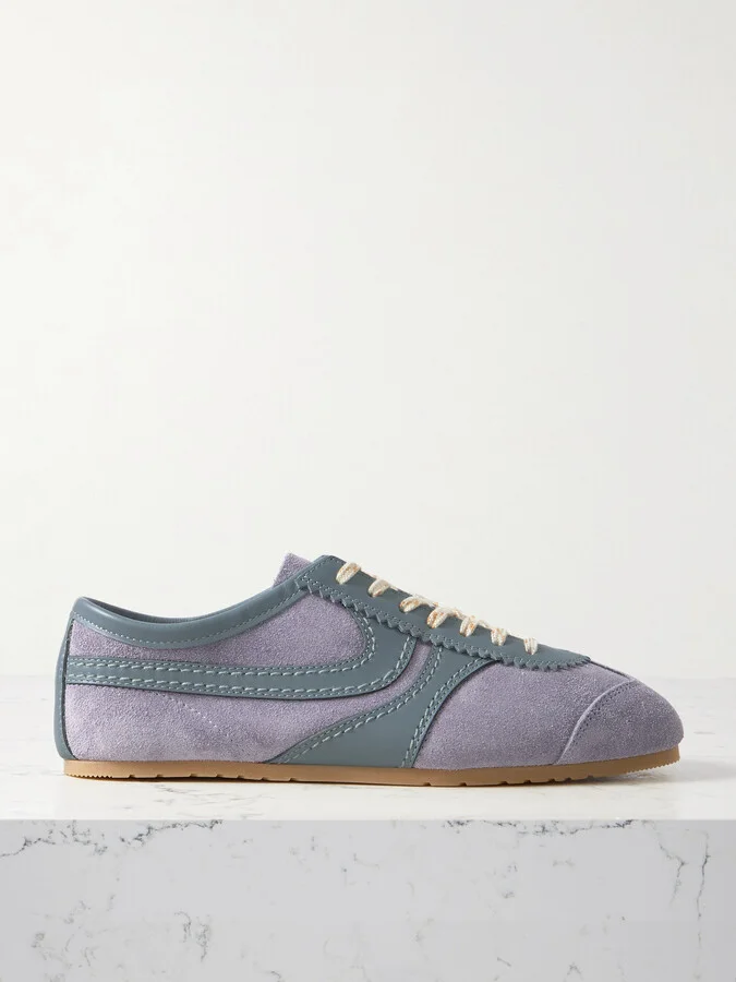 Dries Van Noten - Leather-trimmed Suede Sneakers - Purple