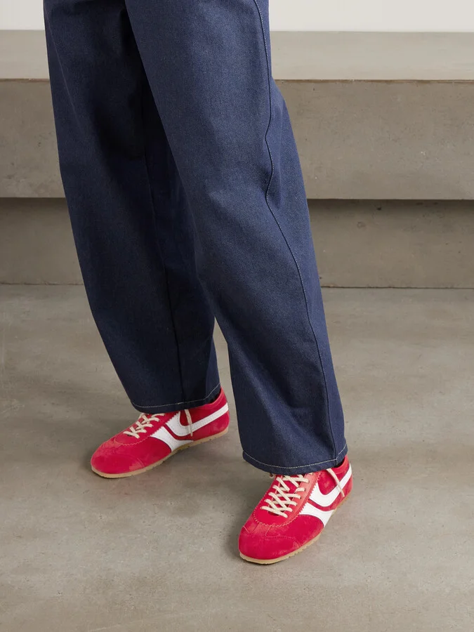 Dries Van Noten - Leather-trimmed Suede Sneakers - Red - Image 2