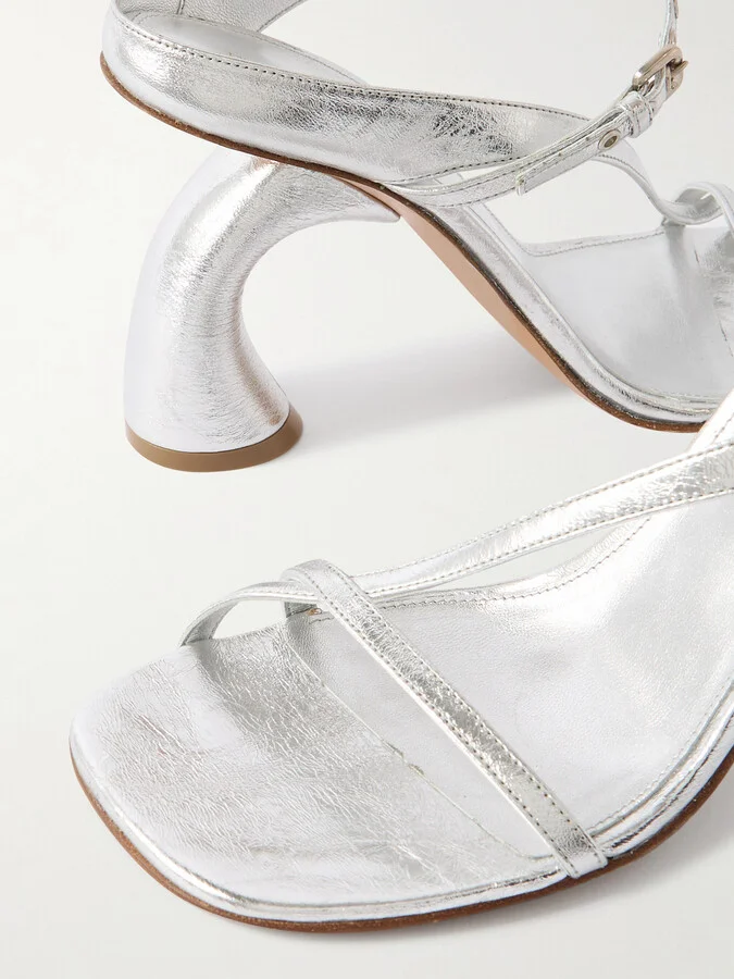 Dries Van Noten - Metallic Leather Mules - Silver - Image 4