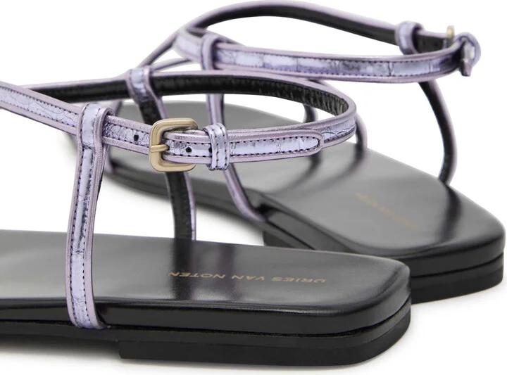 Dries Van Noten Metallic Leather Sandals - Image 4