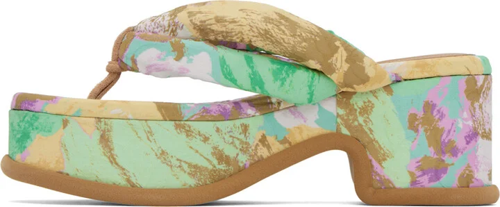 Dries Van Noten Multicolor Printed Platform Heeled Sandals - Image 3