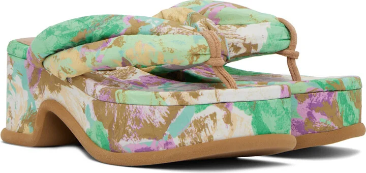 Dries Van Noten Multicolor Printed Platform Heeled Sandals - Image 4