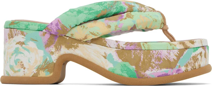 Dries Van Noten Multicolor Printed Platform Heeled Sandals