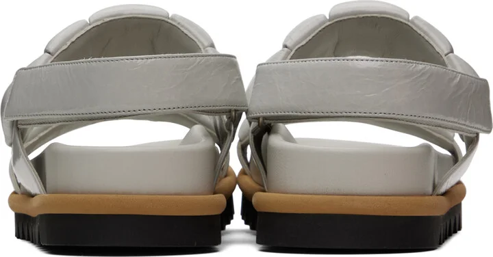Dries Van Noten Off-White Padded Leather Sandals - Image 2