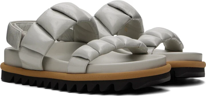Dries Van Noten Off-White Padded Leather Sandals - Image 4