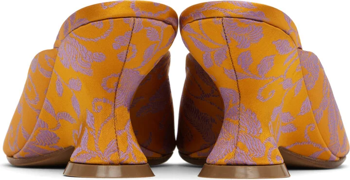 Dries Van Noten Orange Open-Toe Jacquard Mules - Image 2
