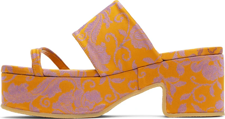 Dries Van Noten Orange Platform Heeled Sandals - Image 3