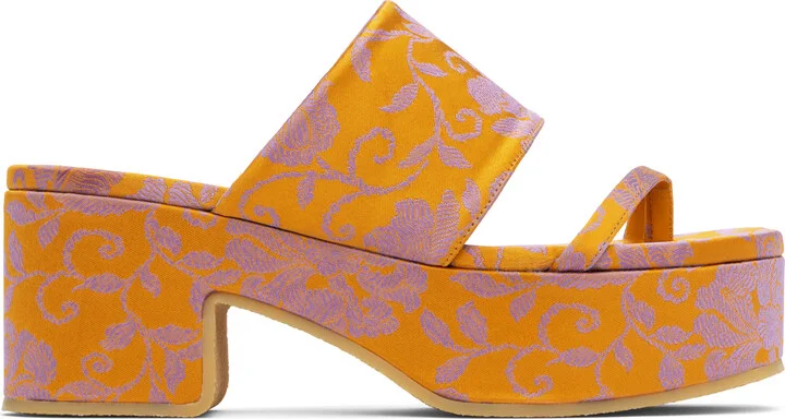 Dries Van Noten Orange Platform Heeled Sandals