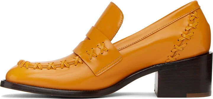 Dries Van Noten Orange Stitch Heels - Image 3