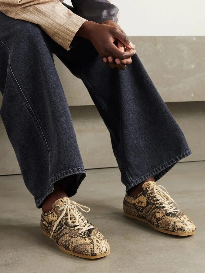 Dries Van Noten - Paneled Snake-effect Leather Sneakers - Animal print - Image 2