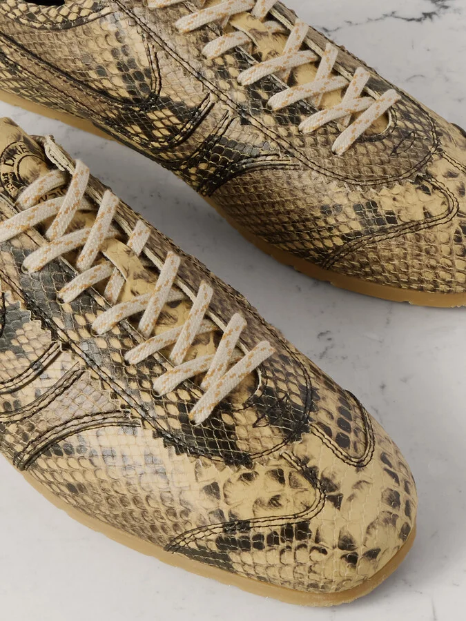 Dries Van Noten - Paneled Snake-effect Leather Sneakers - Animal print - Image 4