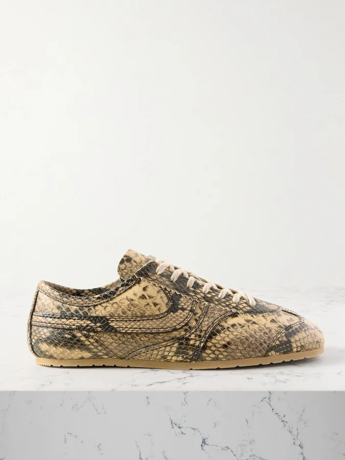 Dries Van Noten - Paneled Snake-effect Leather Sneakers - Animal print