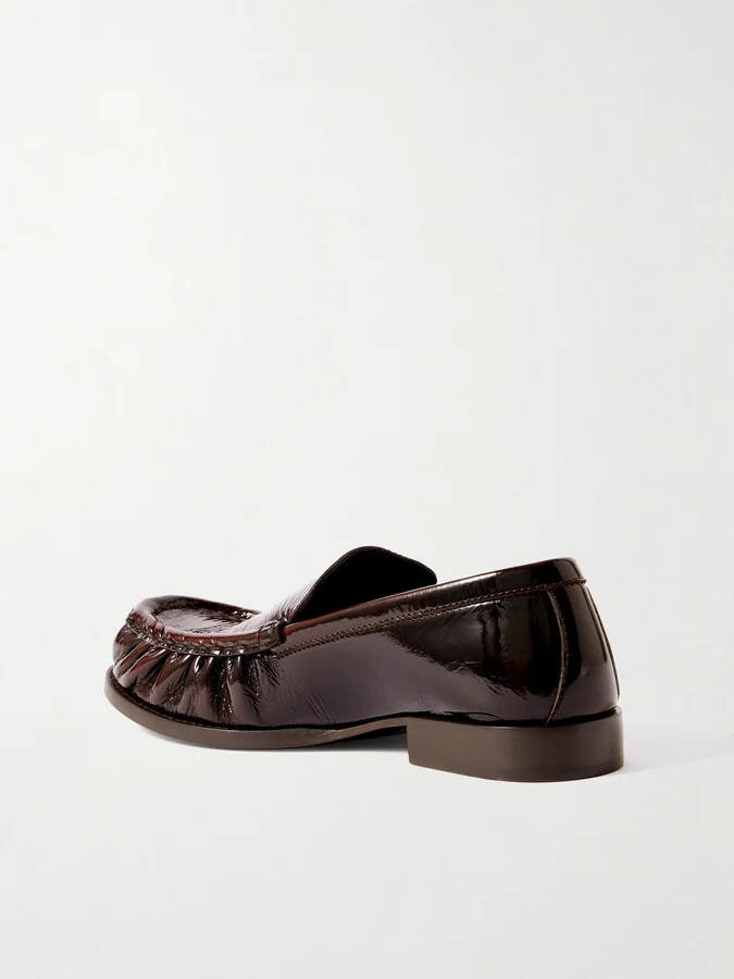 Dries Van Noten - Patent Crinkled-leather Loafers - Brown - Image 3